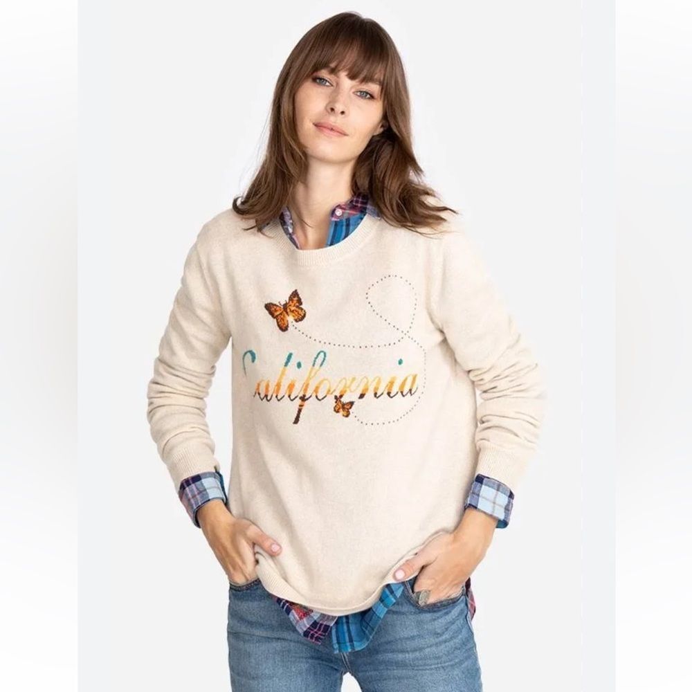 California Love Johnny Was Ultra Soft Pullover Sweater with Butterfly Design